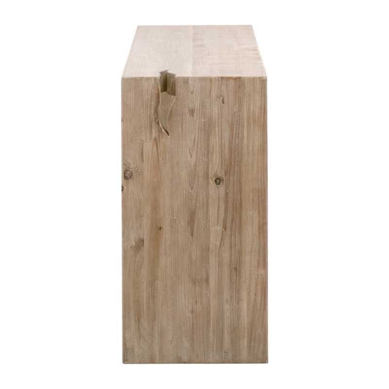 Reclaimed Pine Smoke Gray Console Table with Metal Accents