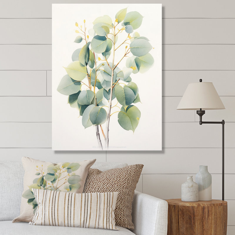 «Green Green Minimalisme Eucalyptus Essence V» sur toile, H 32 po x l 16 po x P 1 po, Toile tendue