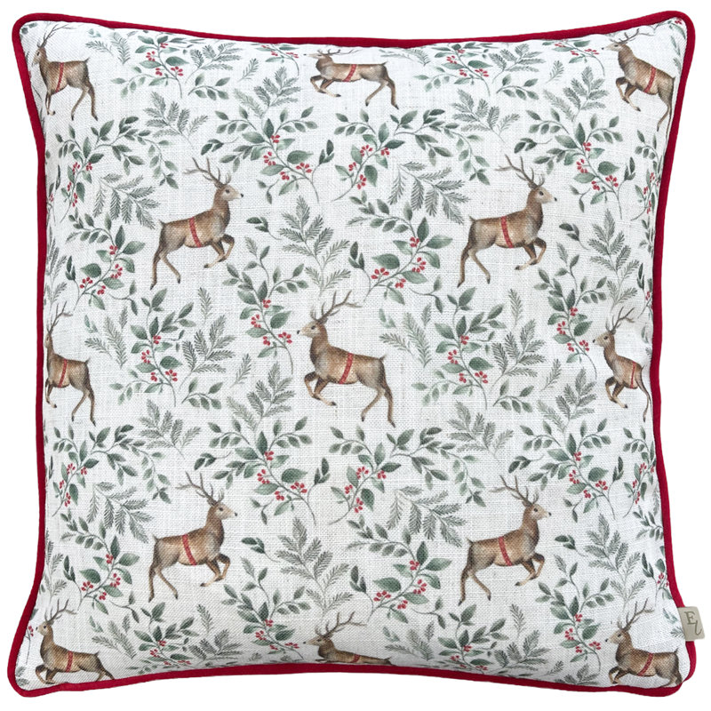 Festive Reindeer Square Throw Cushion