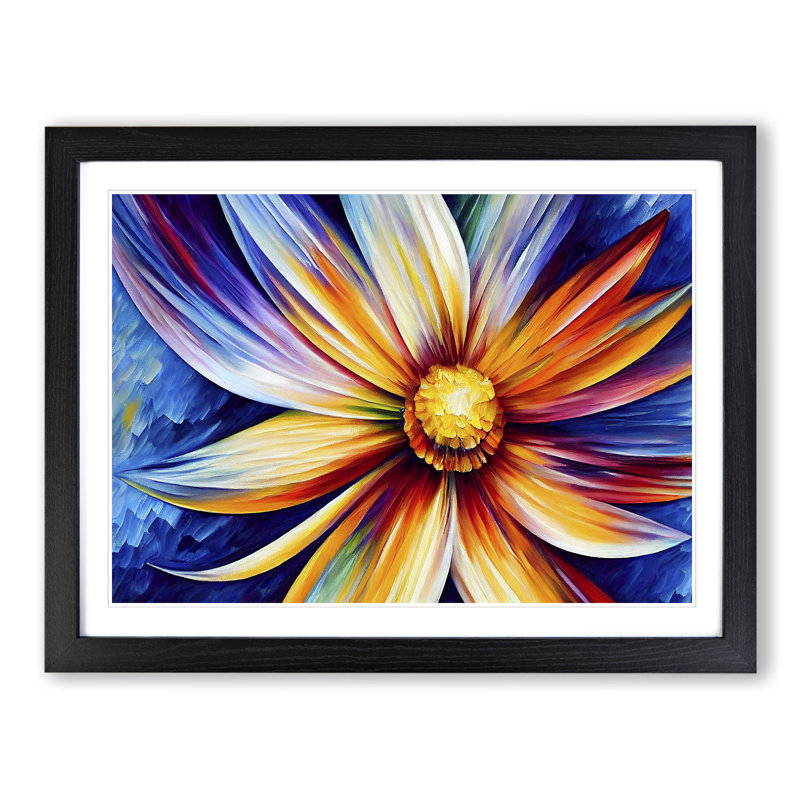 XH1022-6595X Daisy Flower Vol.1 Abstract - Single Picture Frame Painting, 34cm H x 46cm W x 2cm D, Black