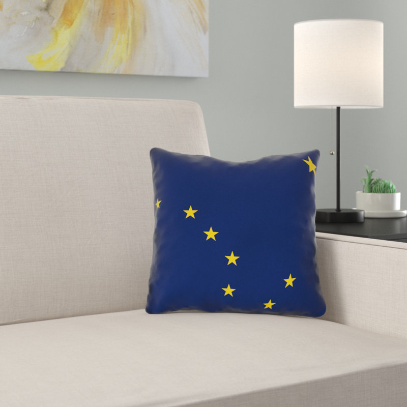 Coussin en alaska, drapeau, jeté, 26 po x 26 po, Polyester filé en duvet synthétique - intérieur