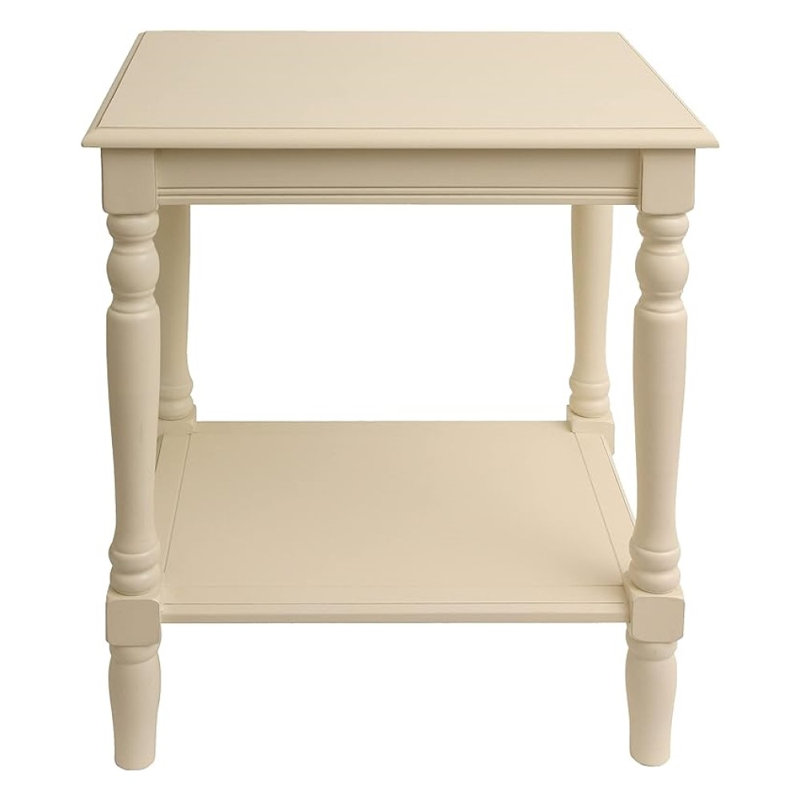 Charlton Home Delouris Wood Accent Storage Shelf End Table, Cream