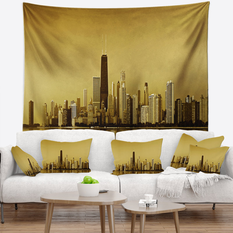 Tapisserie «Cityscape Chicago Gold Coast» avec gratte-ciel, H 50 po x l 60 po