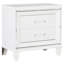 Table de chevet chic avec poignées en acrylique et garniture de miroir biseauté 2 tiroirs blanc