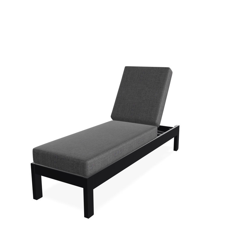 Chaise longue sans accoudoirs en polyester à 3 positions Leeward, Tissage uni ardoise coulée Sunbrella®, Noir