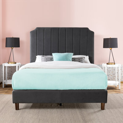 Hoyos Velvet Upholstered Glam Modern Platform Bed