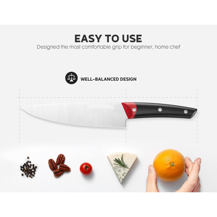 ASETY Knife Set, 15 PCS Kitchen knife Set with Bulti-in Sharpener Block,  High Carbon Stainless Steel Knife Block Set, NSF Food Safe, Dishwasher Safe