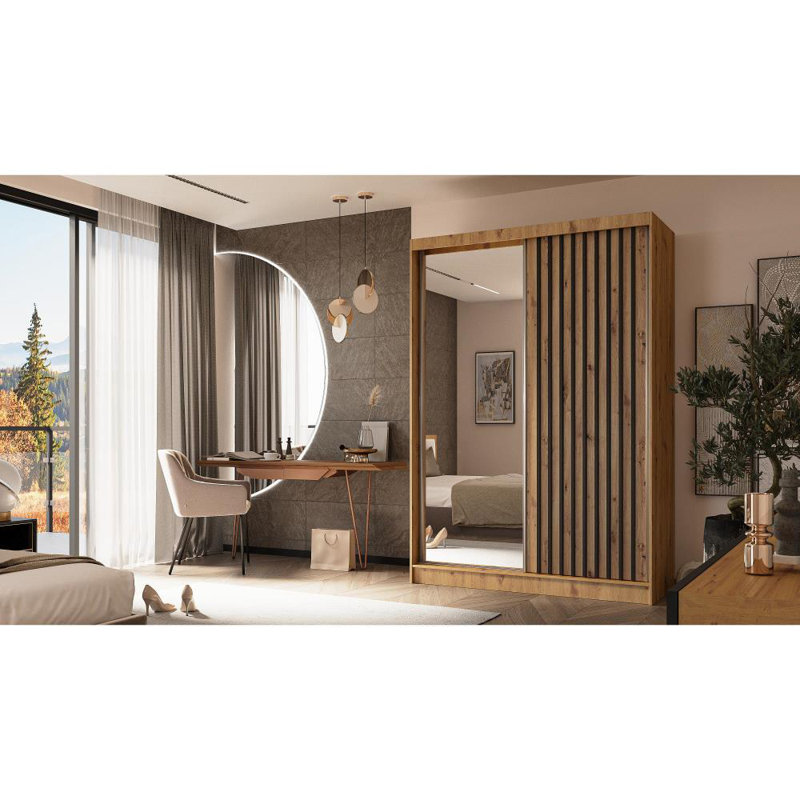 Ascher 2 Door Sliding Wardrobe, Brown