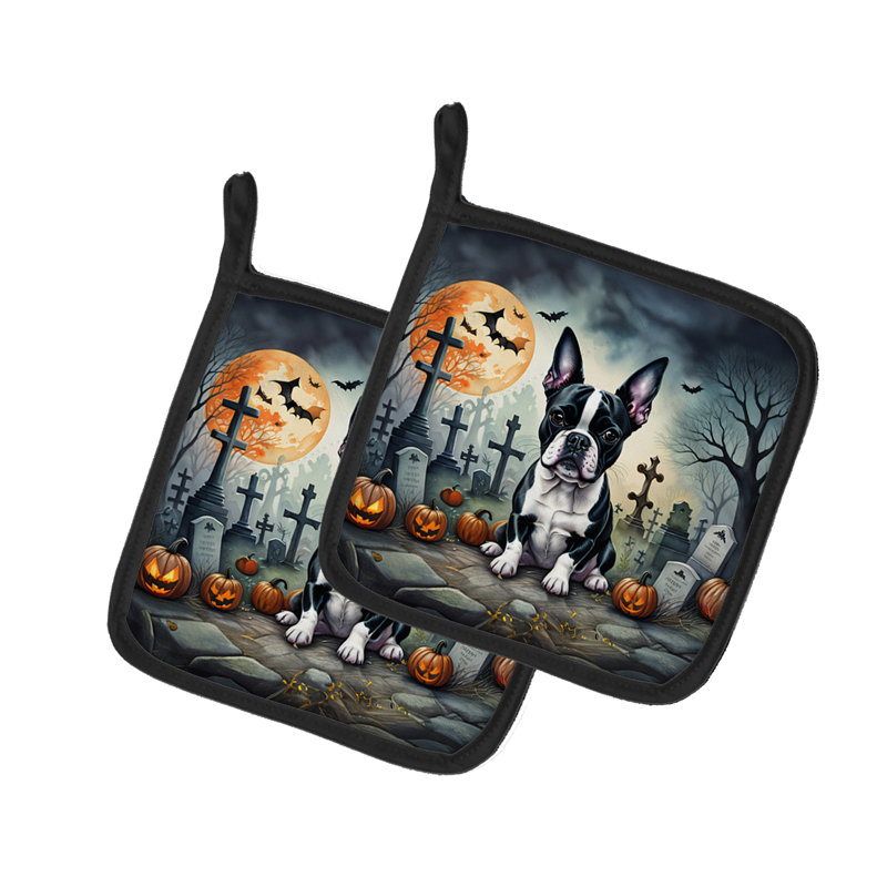 Boston Terrier Spooky Halloween - paire de poignées
