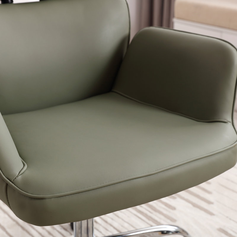 Chaise de travail pivotante en similicuir Caylin, Vert