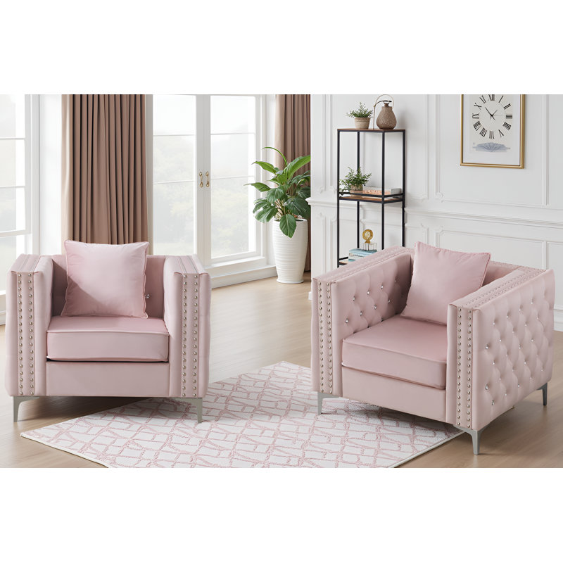 Ensemble de 2 chaises en velours Lyon, Rose