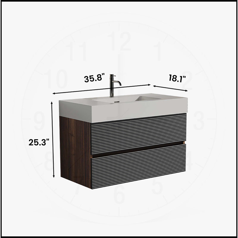 Meuble-lavabo avec lavabo Grace et tiroirs noirs doux Grace, Blanc