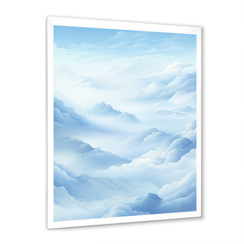 «Blue Clouds Scenery Minimalisme I», reproduction sur toile, Cadre simple blanc, H 40 po x l 30 po x P 1,5 po