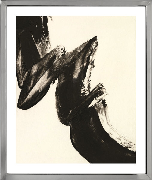 Black Expression II Abstract - Single Picture Frame Print, 161.036 cm H x 133.096 cm W, Aluminium Chrome
