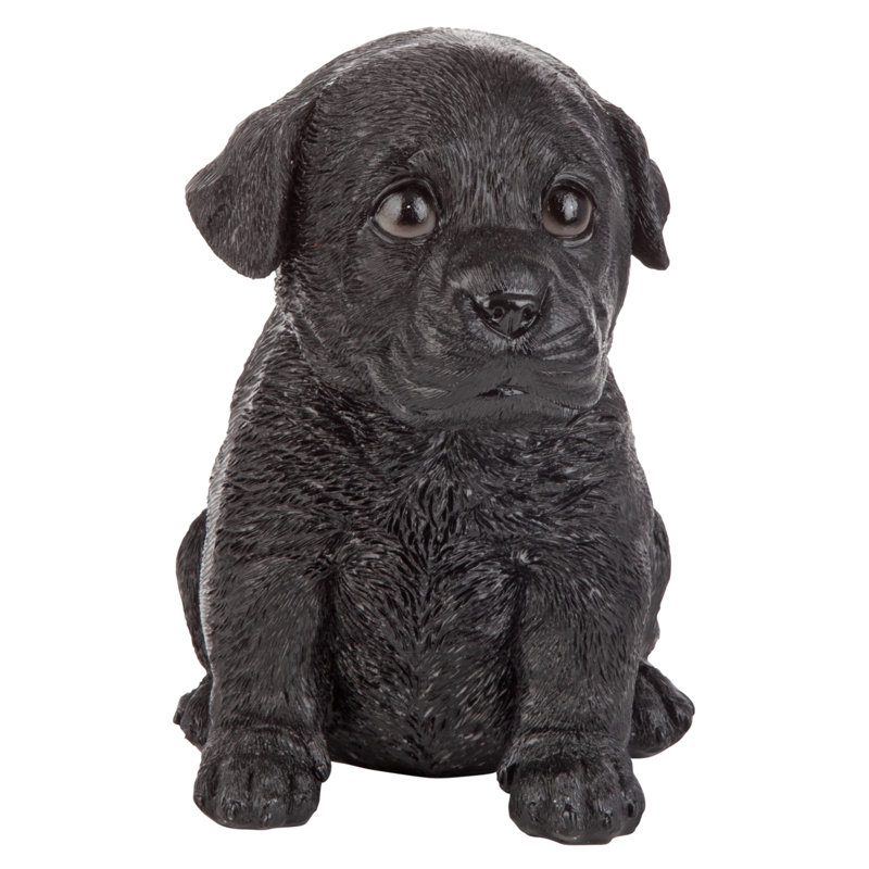 Black Resin Labrador Puppy Dog Statue, 5"
