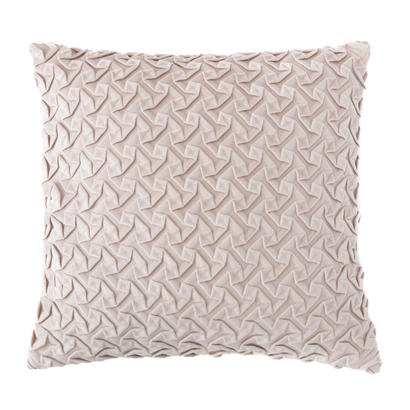 Housse de coussin décoratif en velours texturé Chanasya Origami, Blanc cassé