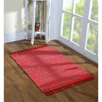 Tapis vibrant en coton fabriqué à la main 24 po x 36 po lavable, réversible et à pampilles pour n'importe quelle pièce - 24 po x 36 po