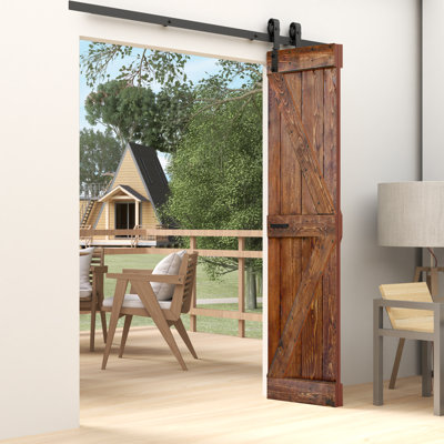 K Style Finished Solid Wood Bi-Fold Barn Door With Hardware Kit -Assembly Needed