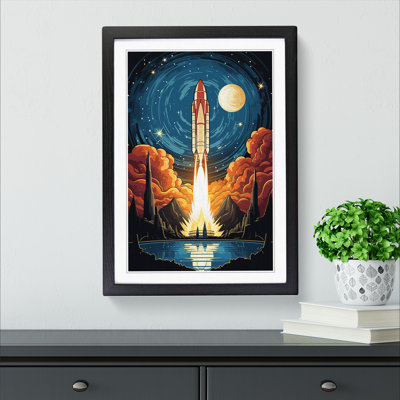 Rocket Nouveau - Single Picture Frame Print on Wood