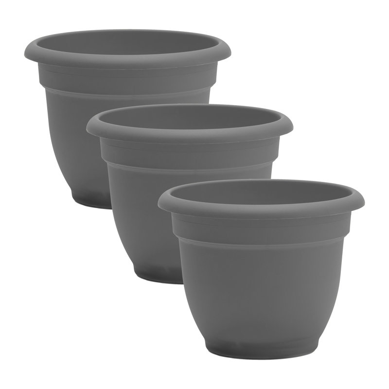 Ariana Self-Watering Indoor/Outdoor Pot Planter Bundle, Charcoal, 5.25" H x 6.5" W x 6.5" D, 3
