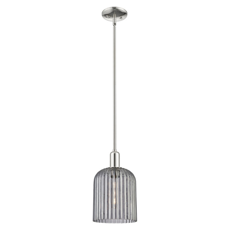 Downtown Urban - Voile de mariée - Mini-luminaire suspendu 1 tige, H 13,25 po x l 8 po x P 8 po, Gris fumée clair