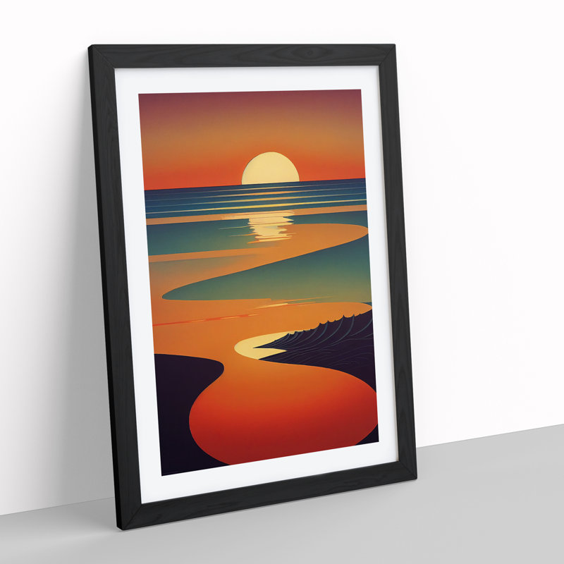 Dashing Sunset Abstract - Single Picture Frame Print, Black, 64cm H x 46cm W x 2cm D
