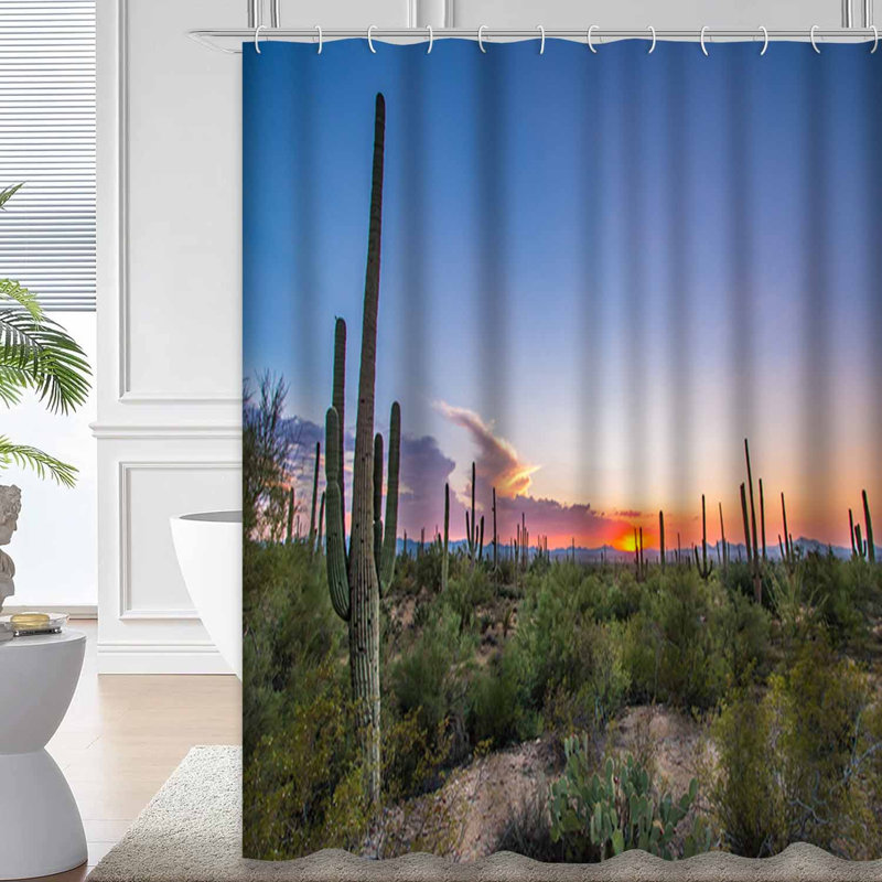 Rideau de douche Arizona Cactus Canyon Desert Dusk Sky avec 12 crochets, L 72 po x l 78 po
