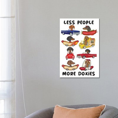 8 Dachshunds In Vehicles - Wrapped Canvas Print