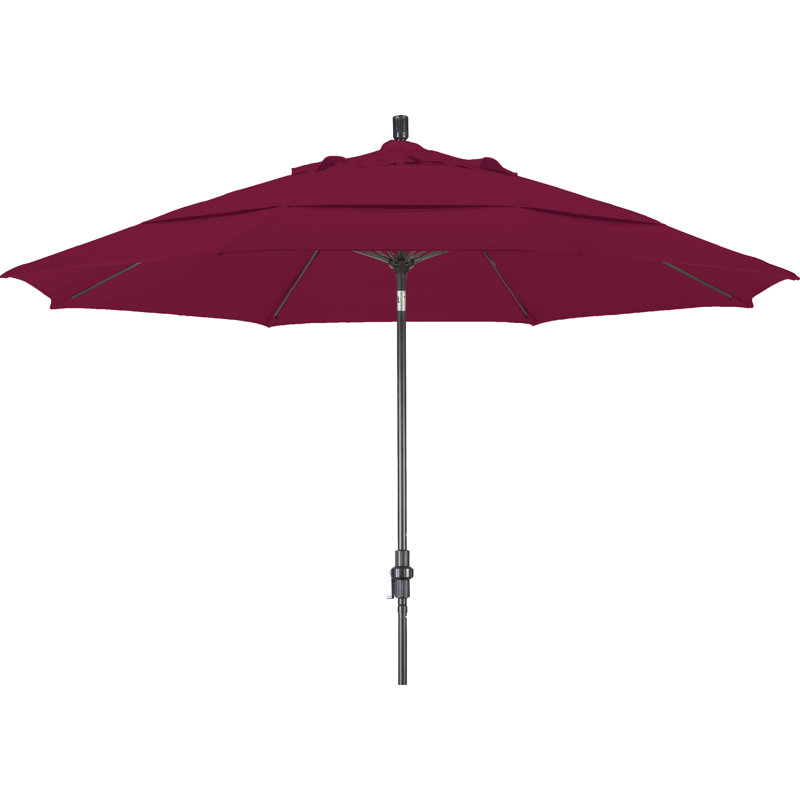 Parasol de marché 11 pi Leiker, Bourgogne performance toile, Blanc mat