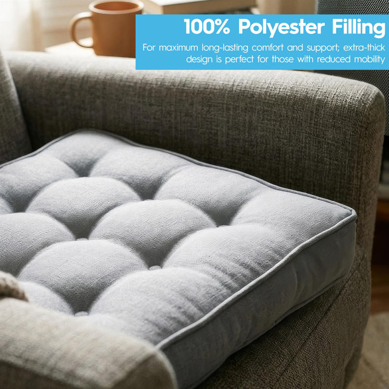 Harbour Housewares Square Armchair Booster Cushion - 50 x 50cm, Cream, Pack of 1