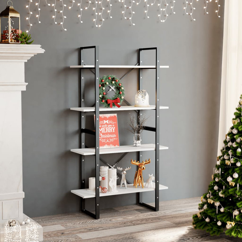 Bibliothèque Canne en bois d'ingénierie, Blanc, (6 tablettes) H 82,7 po x l 15,7 po x P 11,8 po