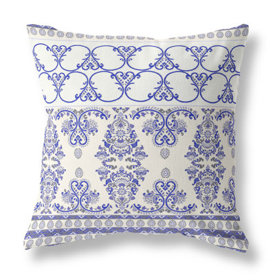 16" X 16" Purple And Yellow Broadcloth Floral Throw Pillow
