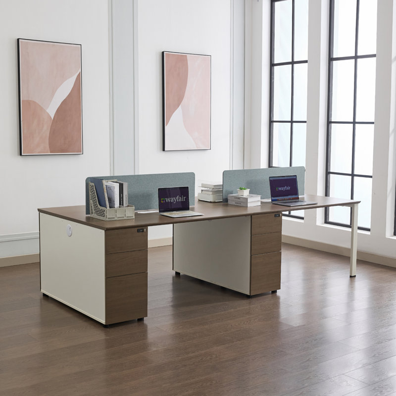 Bureau supplémentaire Okeysen pour 2 personnes, unité d'extension amovible pour postes de travail modulaires