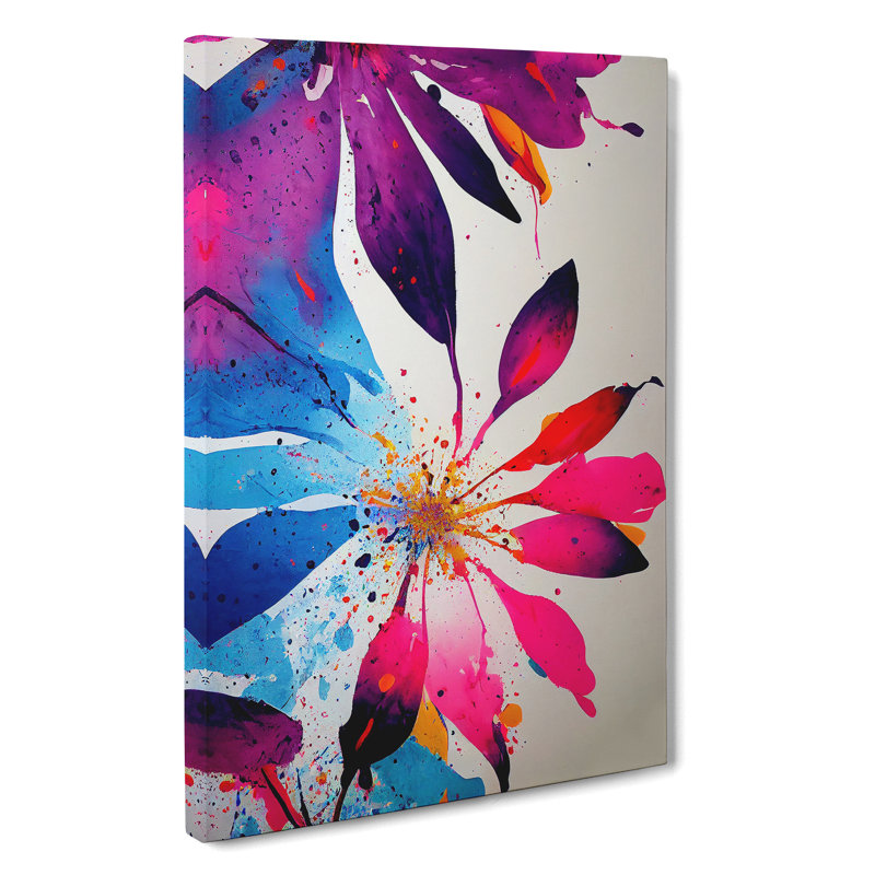 Pretty Painted Flowers No.7 Abstract - Wrapped Canvas Painting, 50cm H x 35cm W x 3cm D