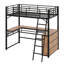 Lit mezzanine en métal avec tablettes et bureau en L-2098257857