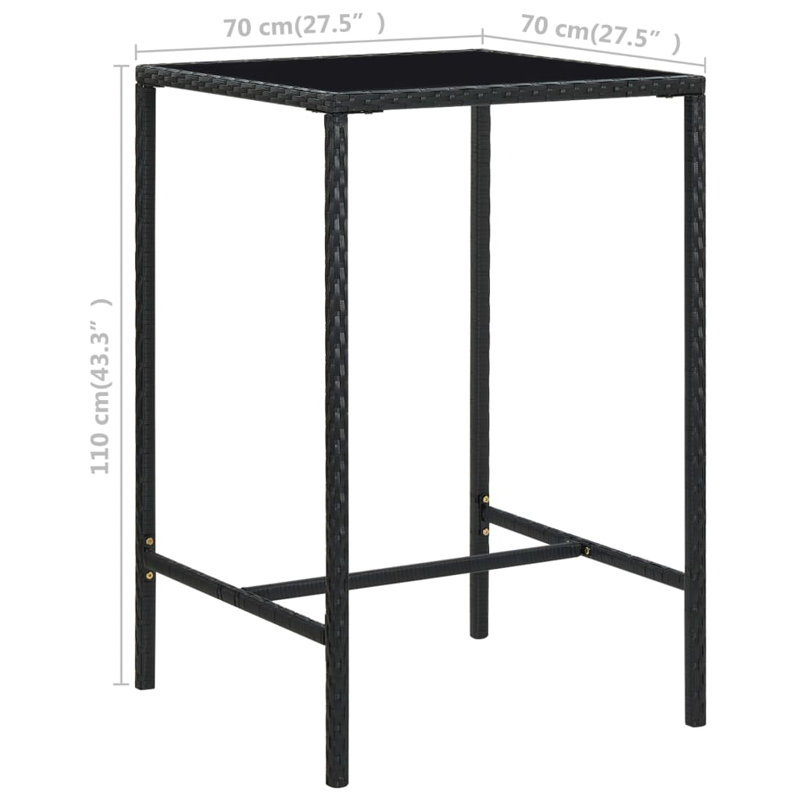 Mamers Bar Table, Black, 27.6" L x 27.6" W x 39.4" H