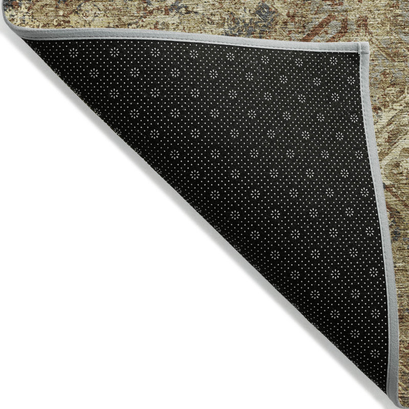 3' X 5' Brown Copper And Gold Geometric Washable Indoor Outdoor Area Rug