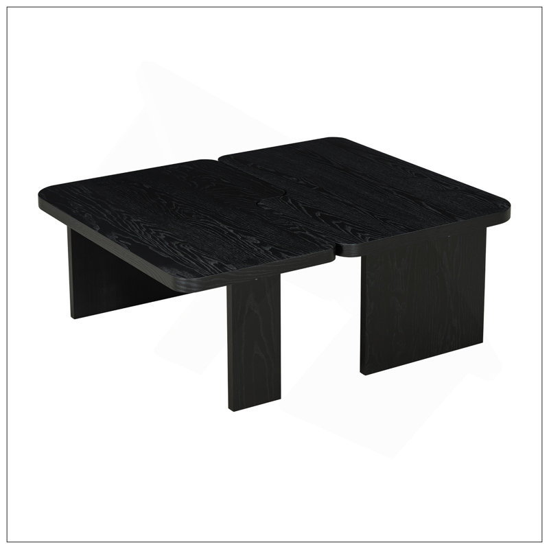 Ensemble de tables basses polyvalentes à conception épissée innovante pour le salon, Noir