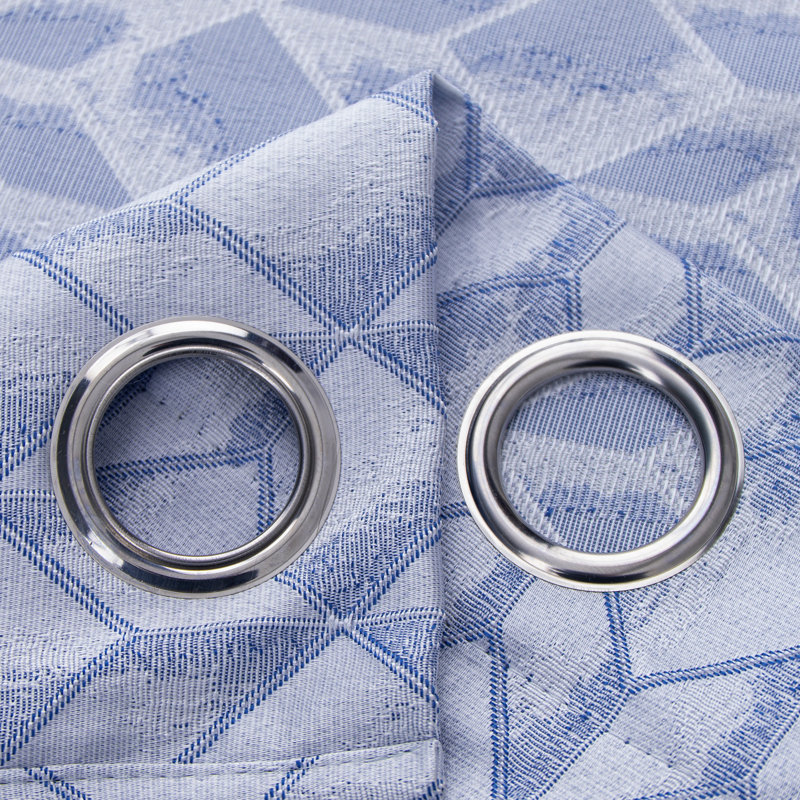 Paire de panneaux de rideaux en jacquard tissé Cubix, Bleu