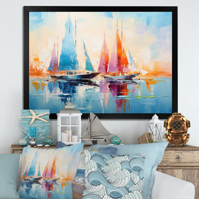 Sailboat Abstract Coastal Symphony I - Sailing Boat Canvas Wall Art