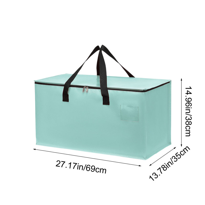  4 Pack Large Storage Bins with Lids, Heavy Duty Closet Organizers and Storage, Foldable Clothes Storage Bags, Storage Containers for Blanket, Comforter, Pillow, Bedding (Mint Green, 4 Pack)