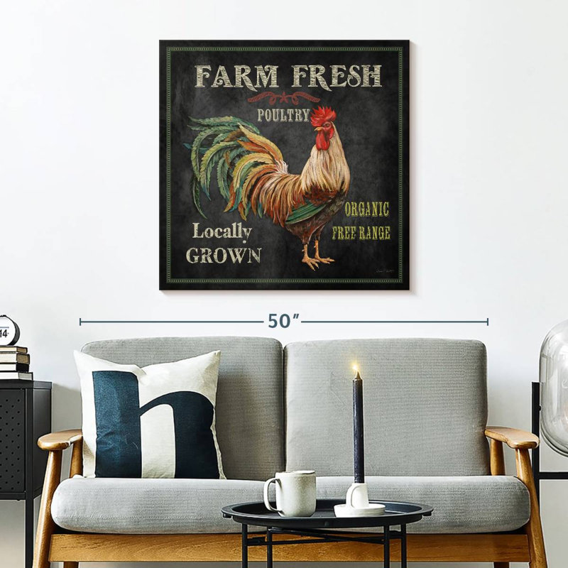 Coq frais de la ferme, H 30 po x l 30 po