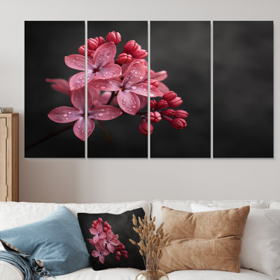 «Black and Pink Romantic Lilac Beauty Photo I», ensemble d'art mural lilas
