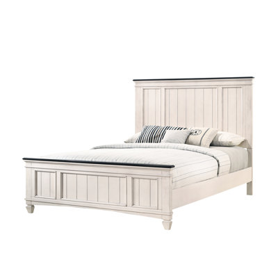 Contemporary Rustic Queen Bed, Solid Wood, Strong Support, Bedroom Panel Wood Construction, Furnishing