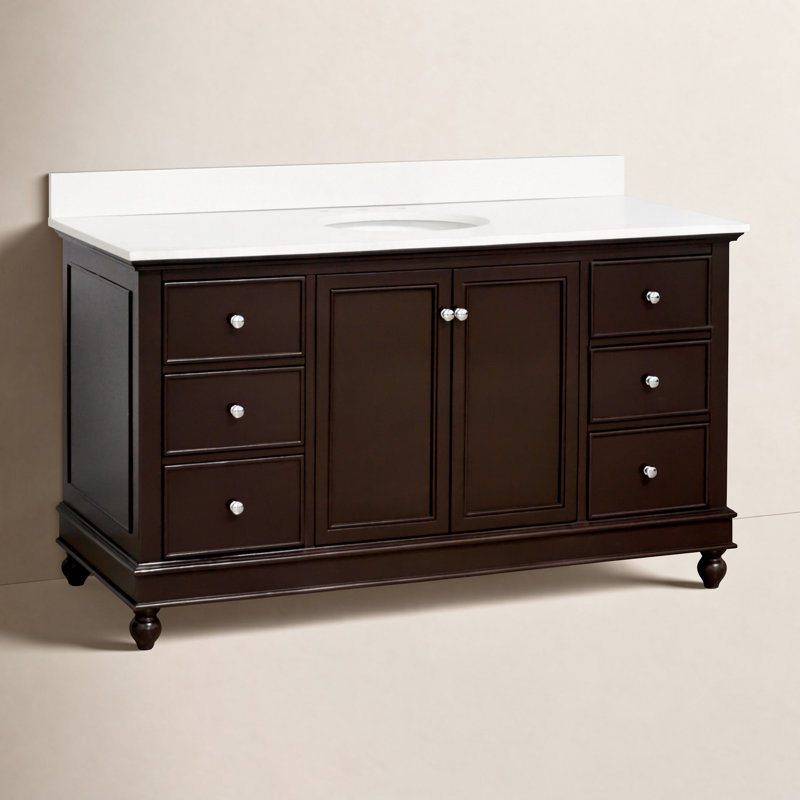 Ferdinand 60'' Single Bathroom Vanity with Top, Chocolate, Quartz