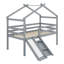 Lit mezzanine bas avec glissade, échelle, barrières de sécurité, cadre de toit de maison-1311862242