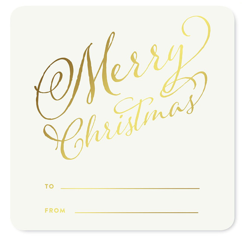 Joyeux noël stylisé à l'autocollant de l'étiquette de cadeau carré