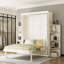 Grand lit escamotable rotatif avec armoire murale dissimulée, bureau convertible et tablettes de rangement - Solution multifonctionnelle peu encombrante pour le bureau à domicile et les petites pièces (blanc)-257129389
