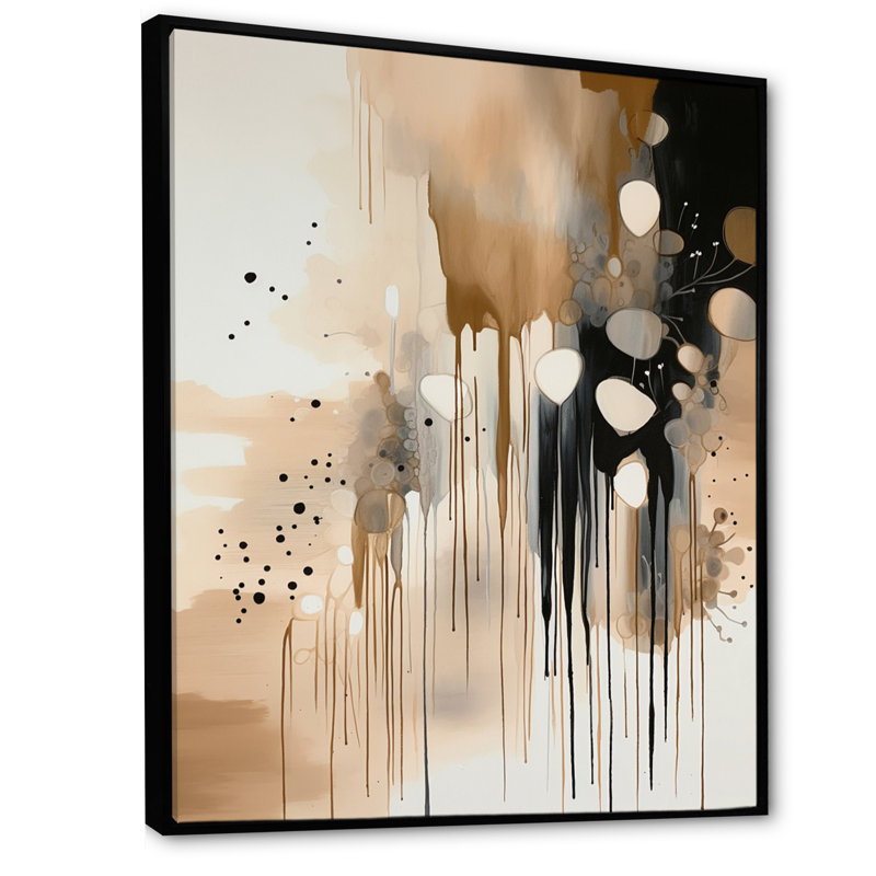 «Brown Mindful Abstraction III», reproduction d'art sur toile abstraite, H 20 po x l 12 po, Cadre flottant noir