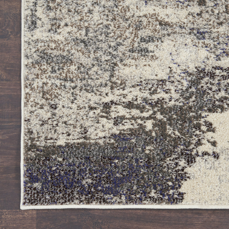 Tapis abstrait ivoire / gris Adriennie, Rectangle 3 pi x 5 pi